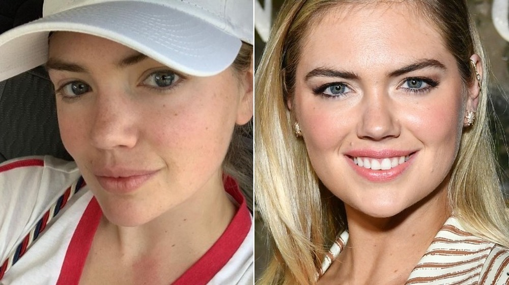 Kate Upton without and with makeup